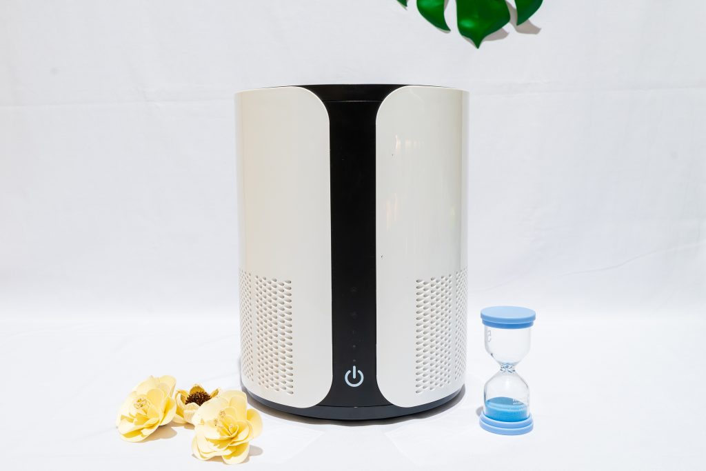 The Black and White Air Purifier is a powerful device designed to provide you with cleaner and fresher air.