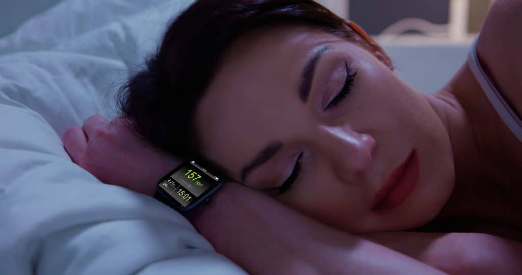 Wearable Sleep Tracking Heart Rate Monitor Smartwatch In Bed